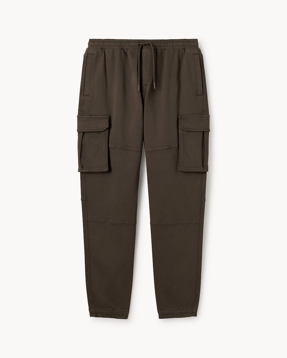 image 1 of F&F Cotton Rich Knitted Cargo Trousers in Brown