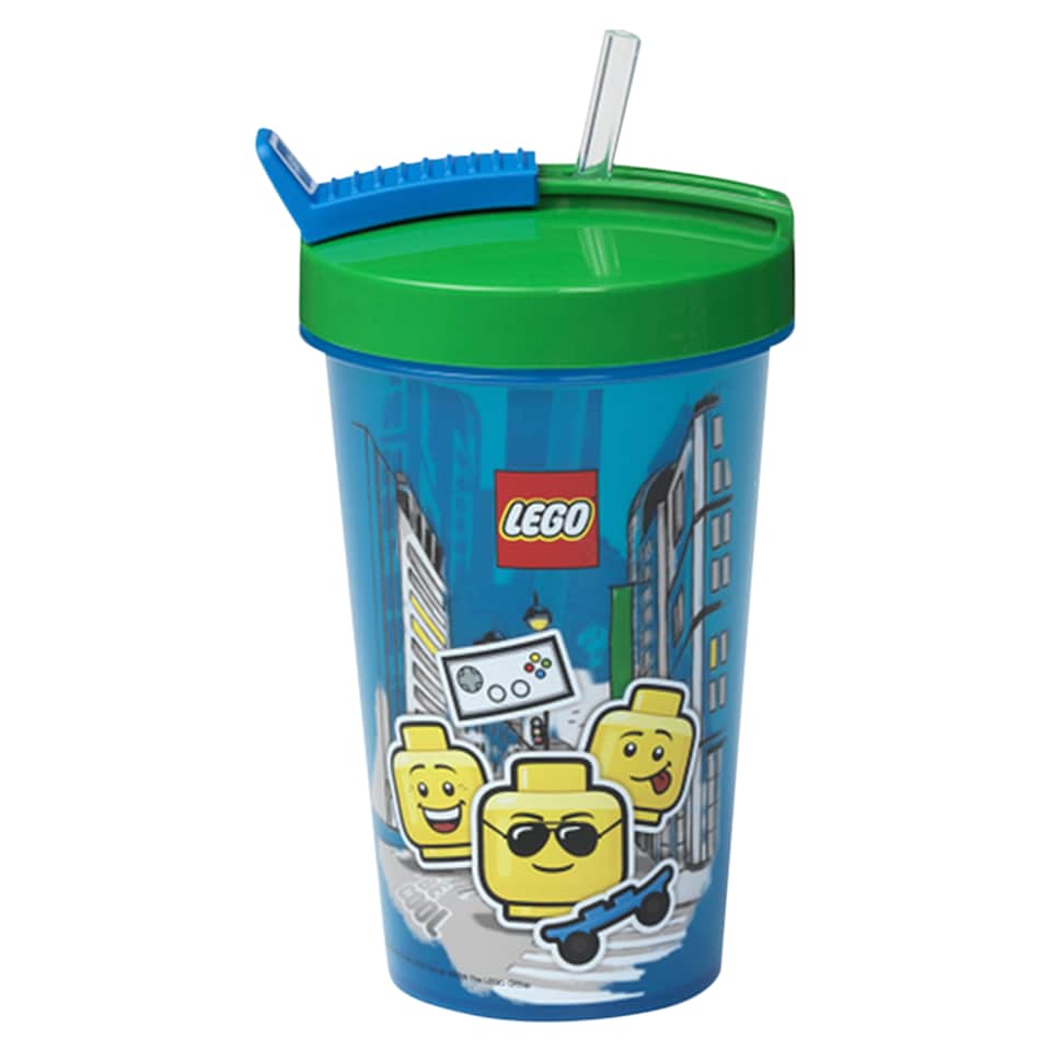 Obrázek 1 pro produkt Lego Iconic Boy Transparent Blue hrnek se slámkou 500 ml