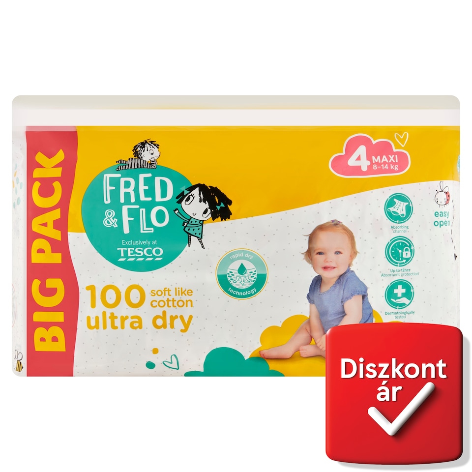 Fred & Flo 4 Maxi 8-14 kg pelenka 100 db  1. kép