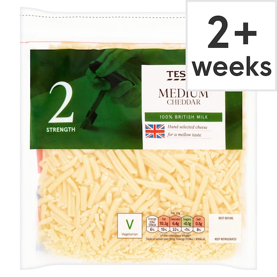 Tesco British Medium Grated Cheddar Cheese 250 G