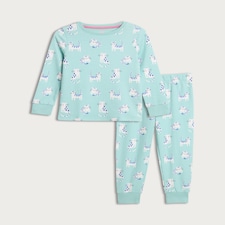 F&F Girls Pure Cotton Cat Print Top and Bottoms Pyjamas in Multi