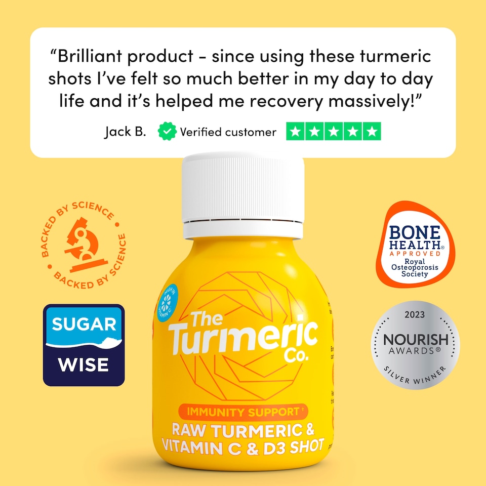 image 1 of The Turmeric Co Raw Turmeric Vitamin C&D3 60ml 3 x multipack