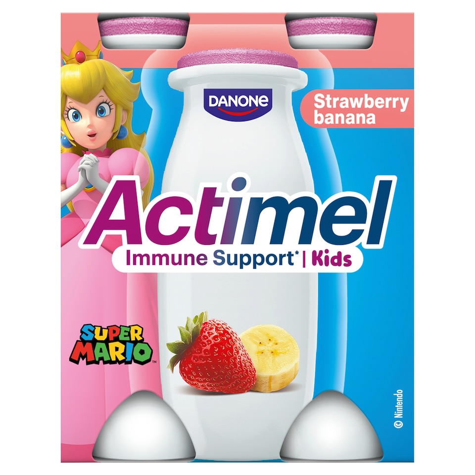 Actimel Kids Strawberry & Banana Lunchbox Yoghurt Drink Multipack 4x100g