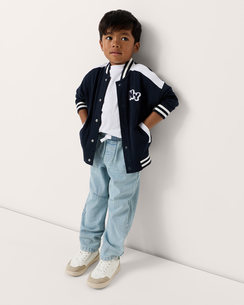 image 1 of F&F Boys Pure Cotton Jacket, T-Shirt and Jeans Set in Navy