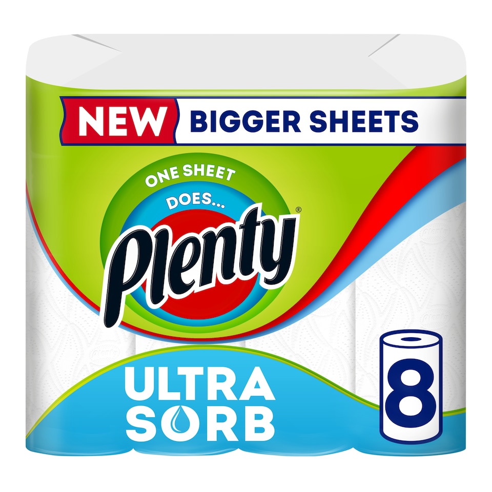 image 1 of Plenty Ultrasorb Kitchen Roll 8 Rolls