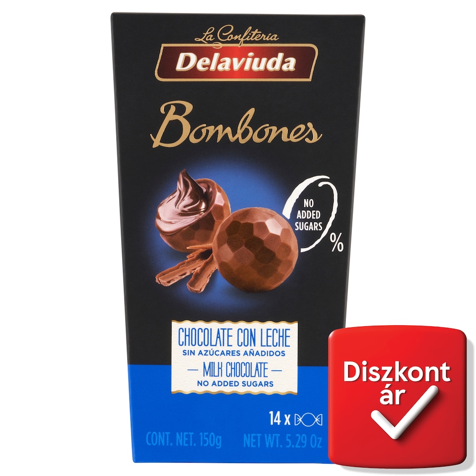 Delaviuda hozzáadott cukor nélküli tejcsokoládé bonbon édesítőszerrel 150 g  1. kép