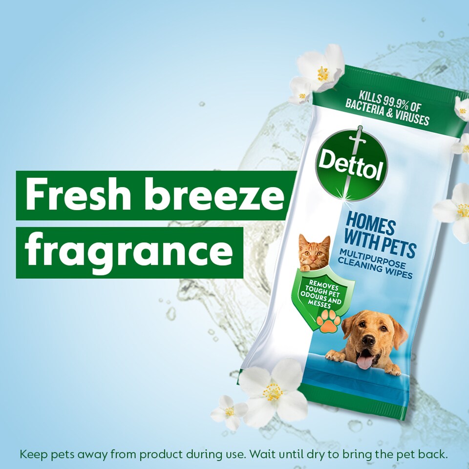 image 1 of Dettol Homes with Pets Multipurpose Cleaning Wipes Fresh Breeze 50 Pack