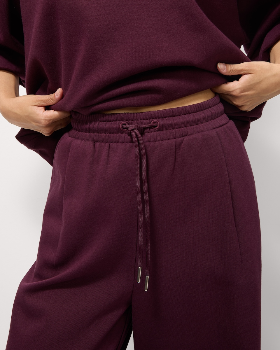 image 1 of F&F Cotton Rich Wide Leg Drawstring Trousers in Purple