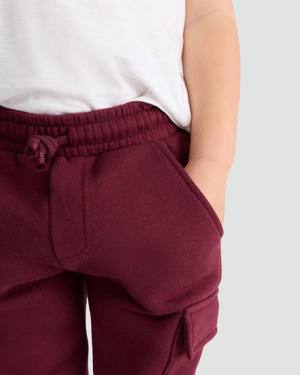 image 1 of F&F Boys Cotton Rich Cuffed Cargo Joggers in Purple