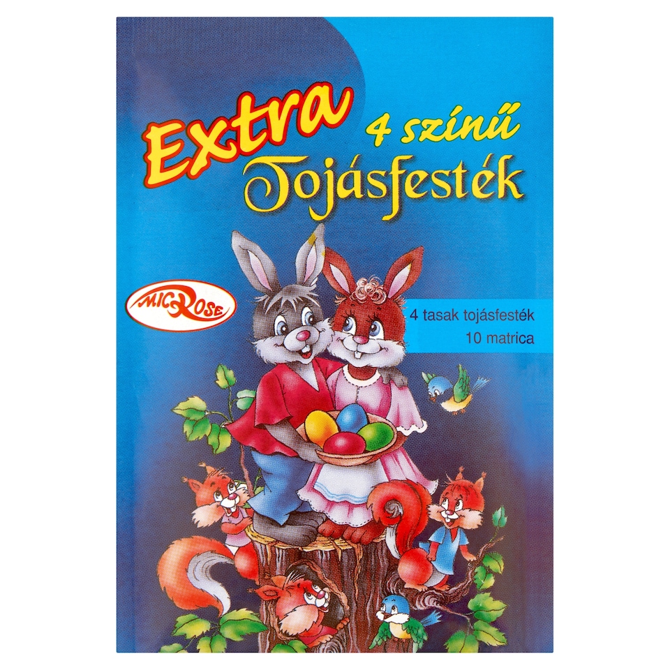 MicRose extra 4 színű tojásfesték + 10 db öntapadós matrica 4 x 2,3 g