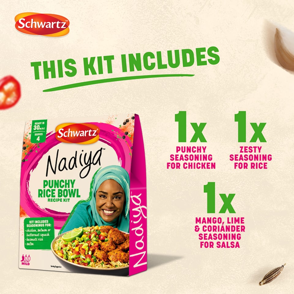 image 1 of Schwartz Nadiya Punchy Rice Bowl Recipe Kit 65g