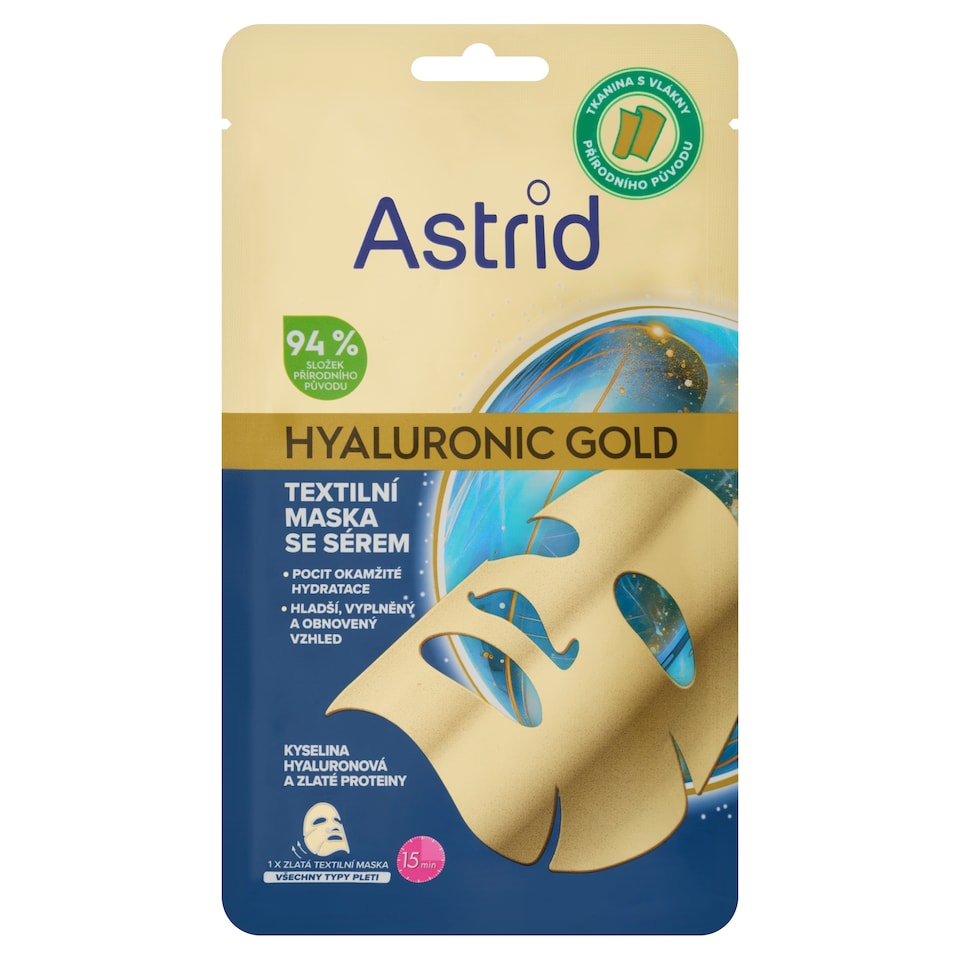 Obrázek 1 pro produkt Astrid Hyaluronic Gold textilní maska se sérem 1 ks