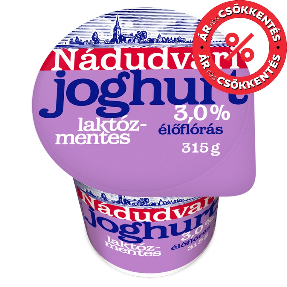 Nádudvari laktózmentes, élőflórás, natúr joghurt 3% 315 g