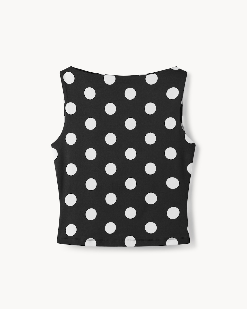 image 1 of F&F Polyamide Polka Dot Vest in Multi Black