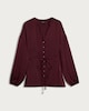 image 4 of F&F Satin Button Front Tie Waist Blouse in Burgundy