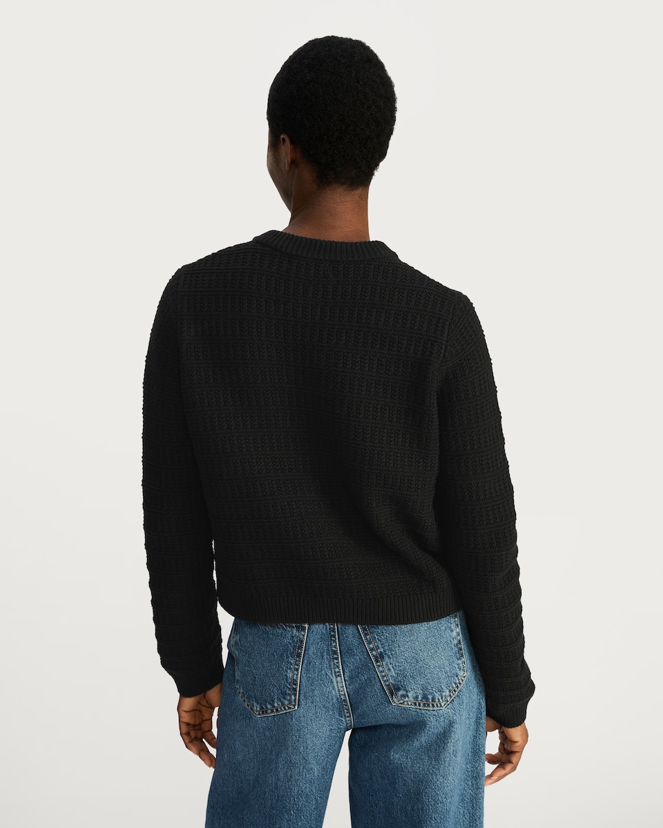 image 1 of F&F Textured Knit Button Front Cardigan in Black