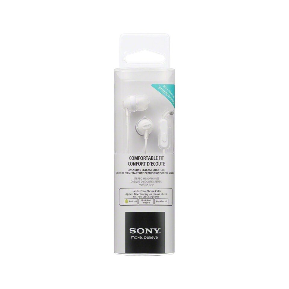 image 1 of Sony MDR-EX15AP Wired In Ear Headphones White