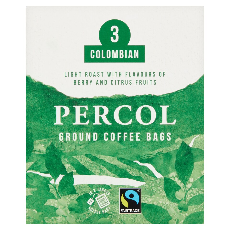 image 1 of Percol Fairtrade Colombian Coffee Bags 80G