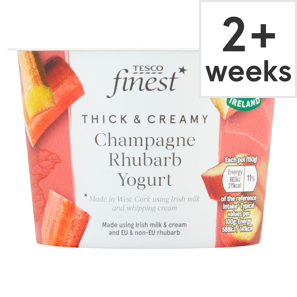 TESCO FINEST CHAMPAGNE RHUBARB YOGURT 150G