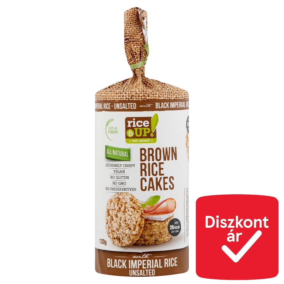 image 1 of RiceUp! Eat Smart Unsalted Brown Whole Grain Rice Cakes with Black Imperial Rice 120 g