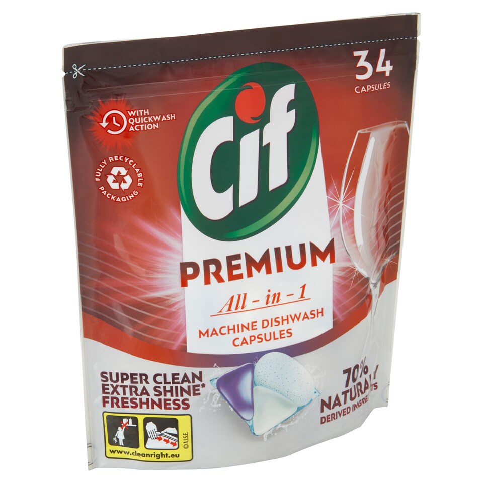 obrázok 1 z Cif Premium All in 1 tablety do umývačky riadu 34 ks 493 g