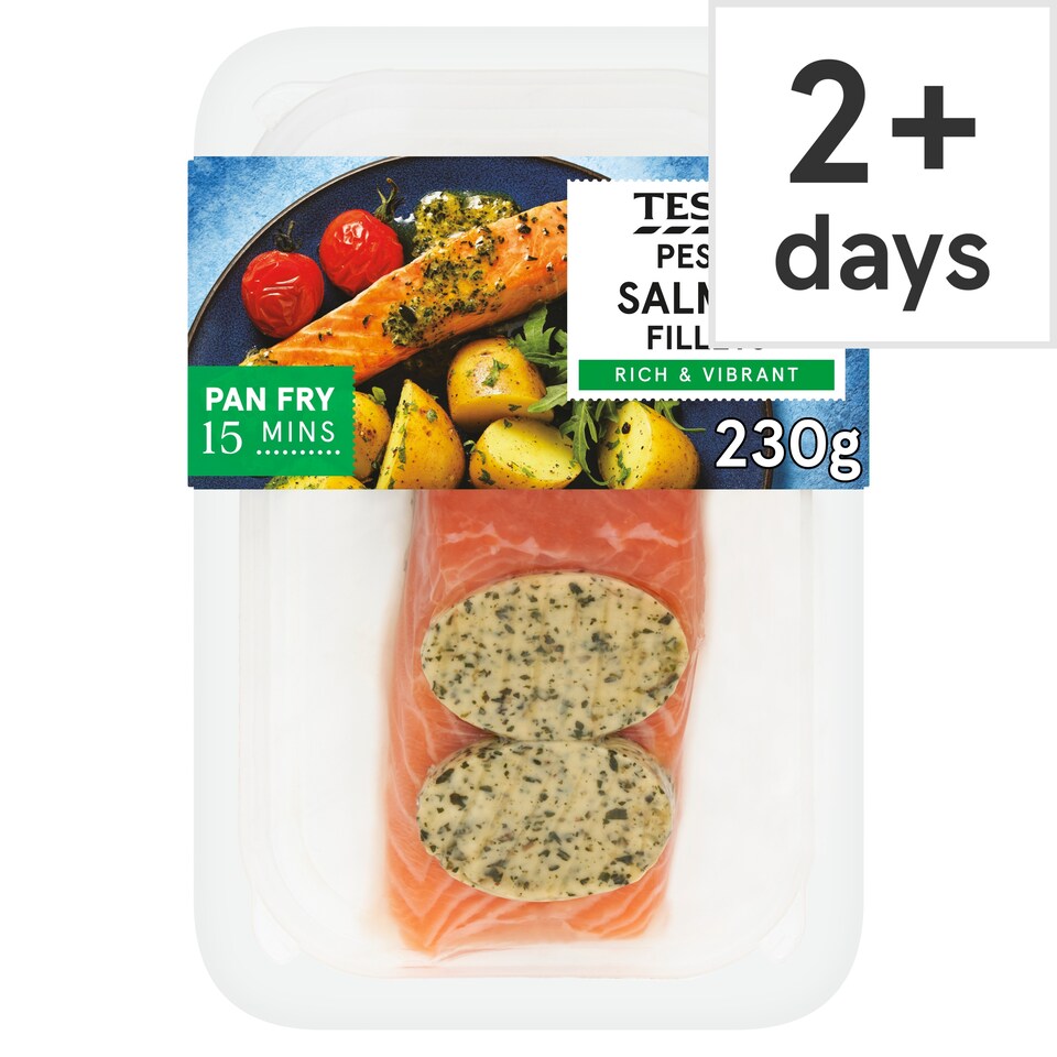 Tesco Pesto Salmon Fillets 230G