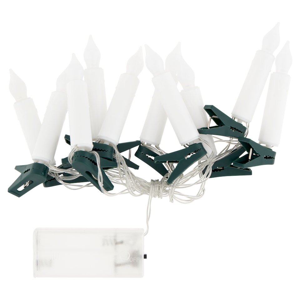 image 1 of Snow Meister SM2680 10 LED Battery Warm White String Light with Clip 1,65 m