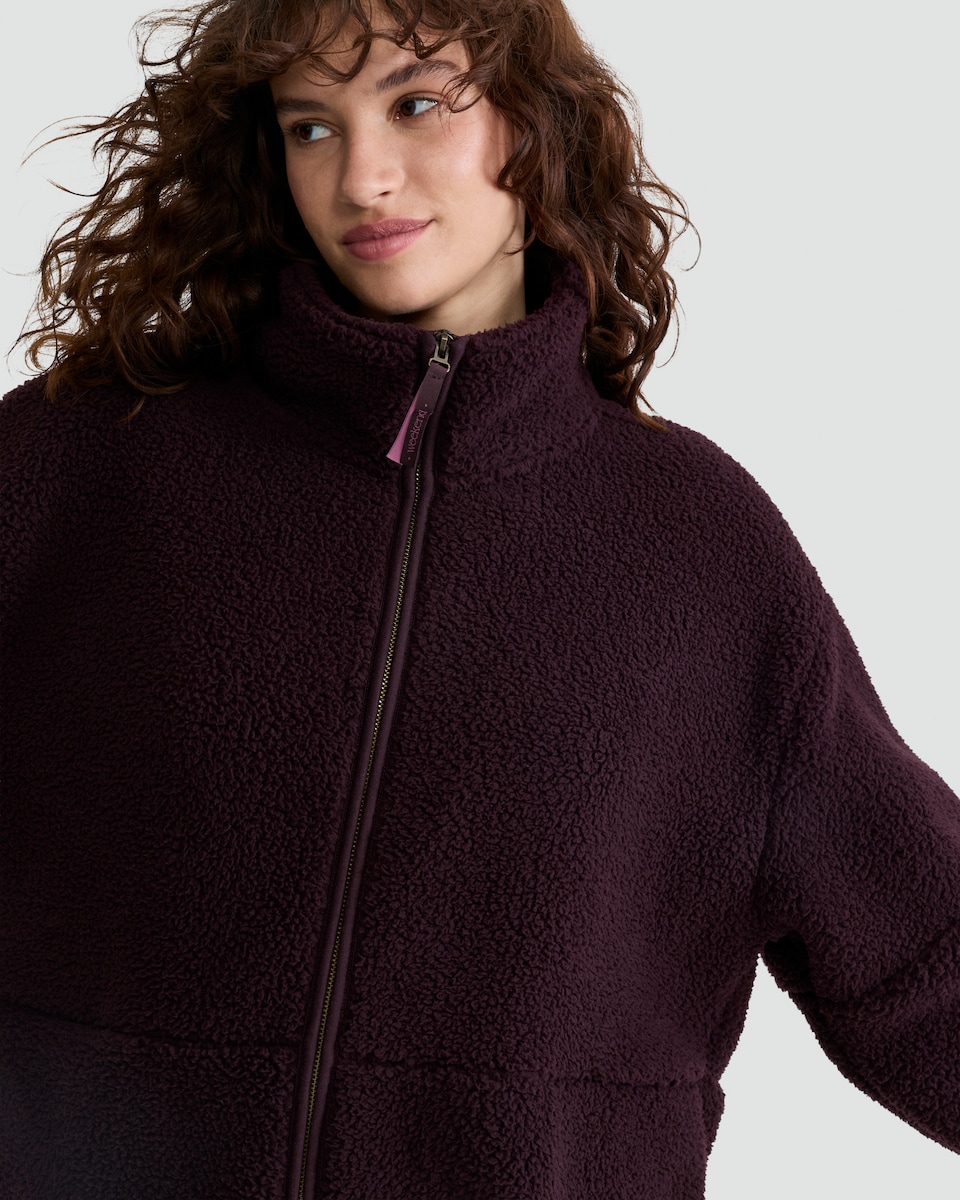 image 1 of F&F Fleece Zip Through Pyjama Jacket in Burgundy