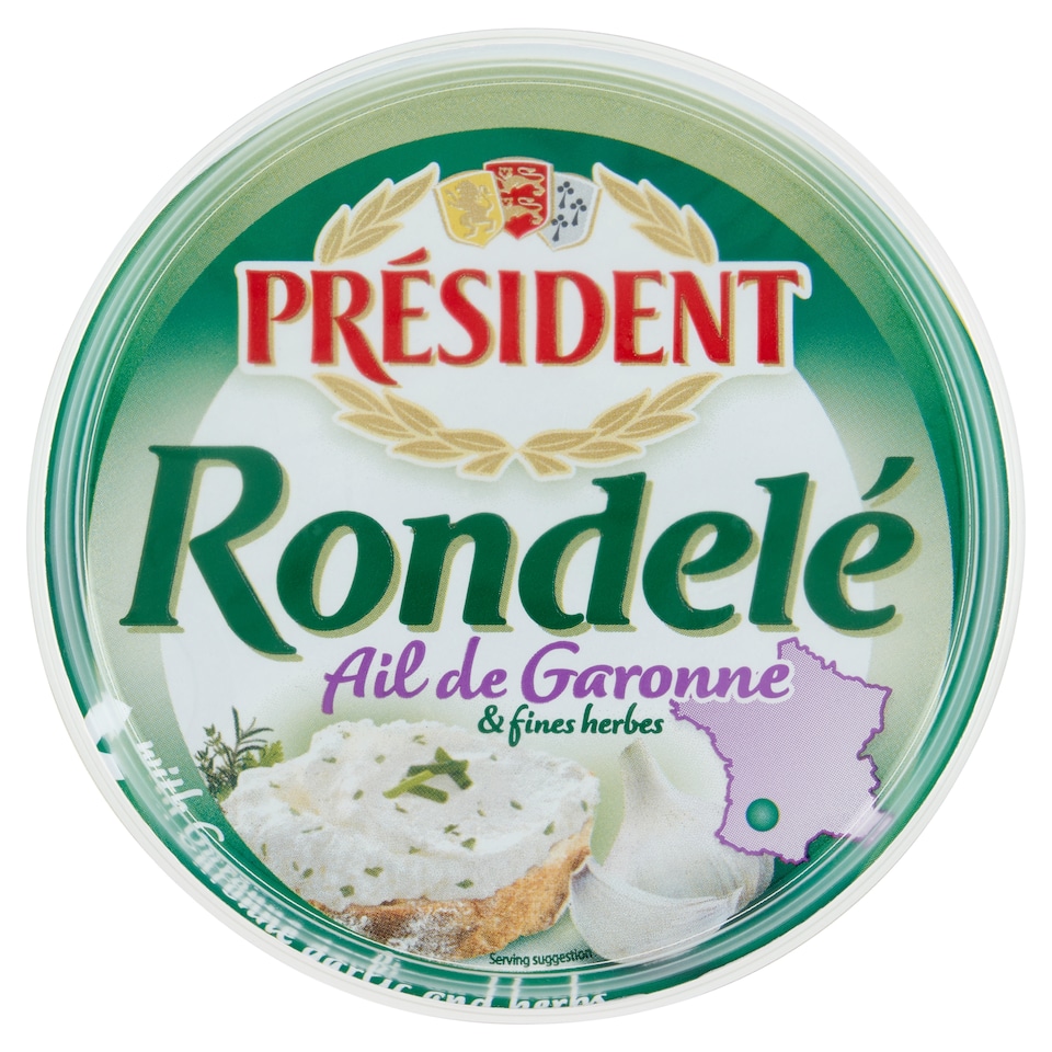 Obrázek 1 pro produkt Président Rondelé nezrající sýr s česnekem z kraje Garonne a s bylinkami 100g