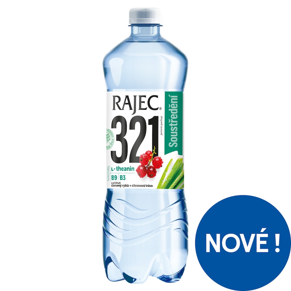 Rajec 321 jemně perlivý s příchutí červený rybíz + citronová tráva 0,75l