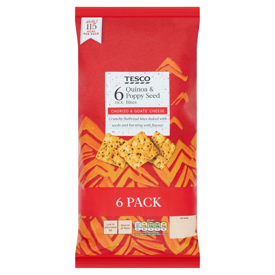 Tesco Quinoa &Poppy Seeds Bite Chorizo &Goat Cheese 6X25g