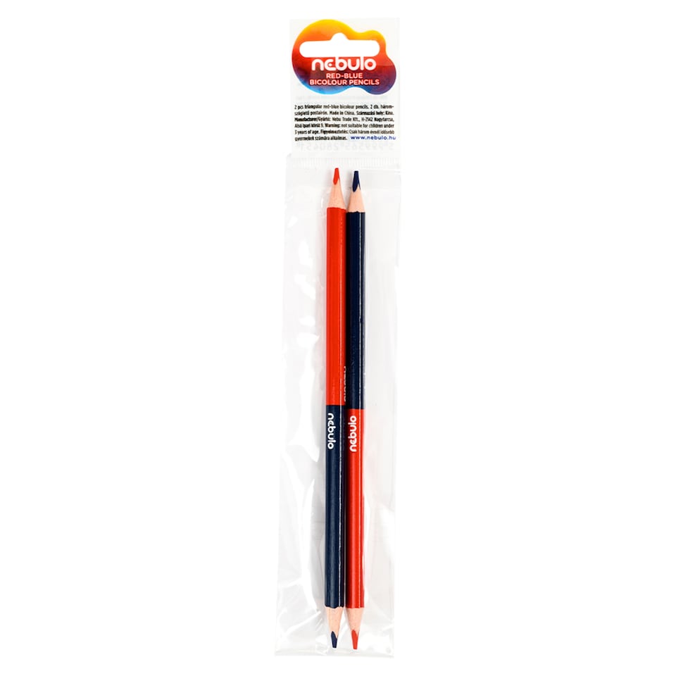 Nebulo Bicoloured Pencil, Triangular, Red-Blue, 2 pcs 