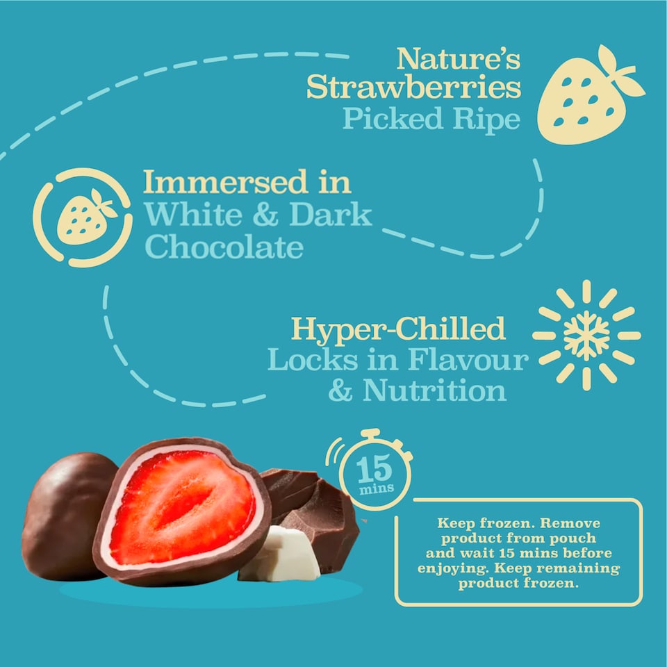 image 1 of tru fru Nature's Strawberries White & Dark Chocolate 200g