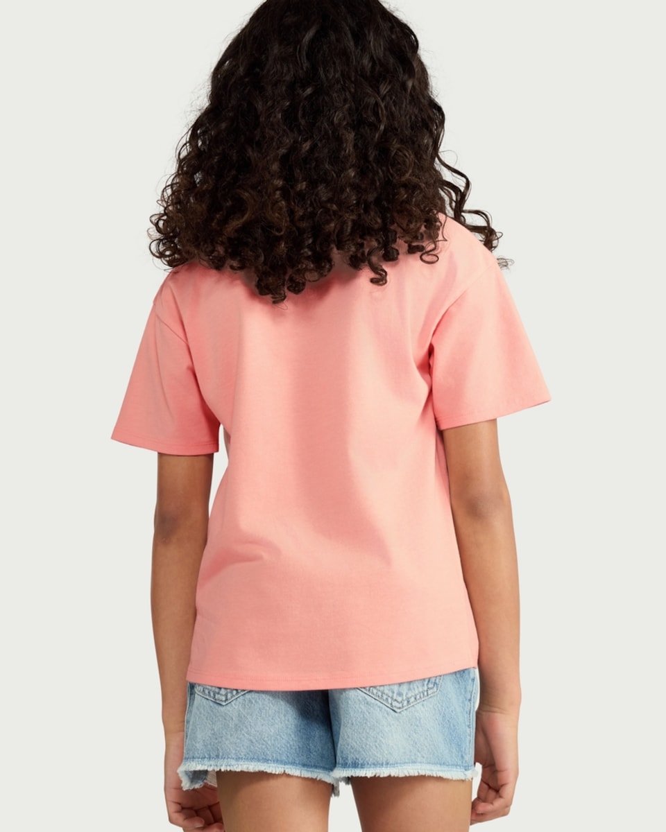 image 1 of F&F Girls Pure Cotton Saint Tropez Slogan T-Shirt in Coral