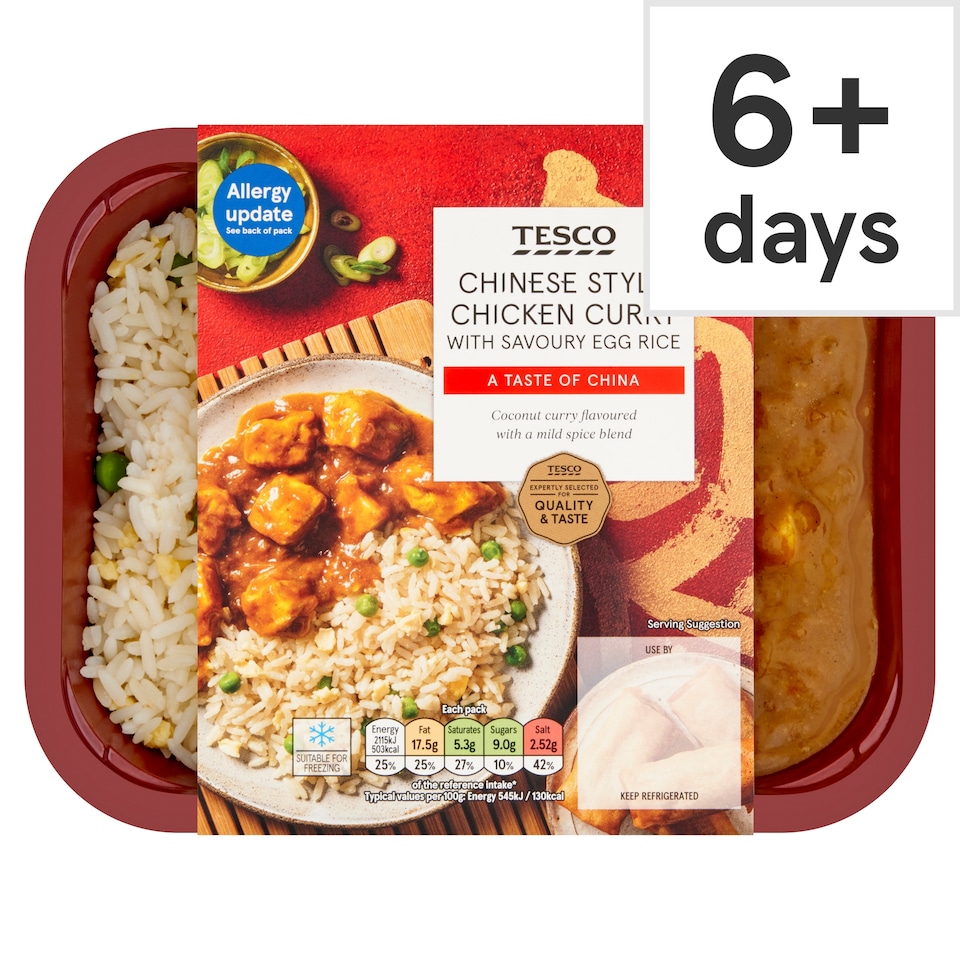 TESCO CHINESE STYLE CHICKEN CURRY WITH EGG RICE 400G