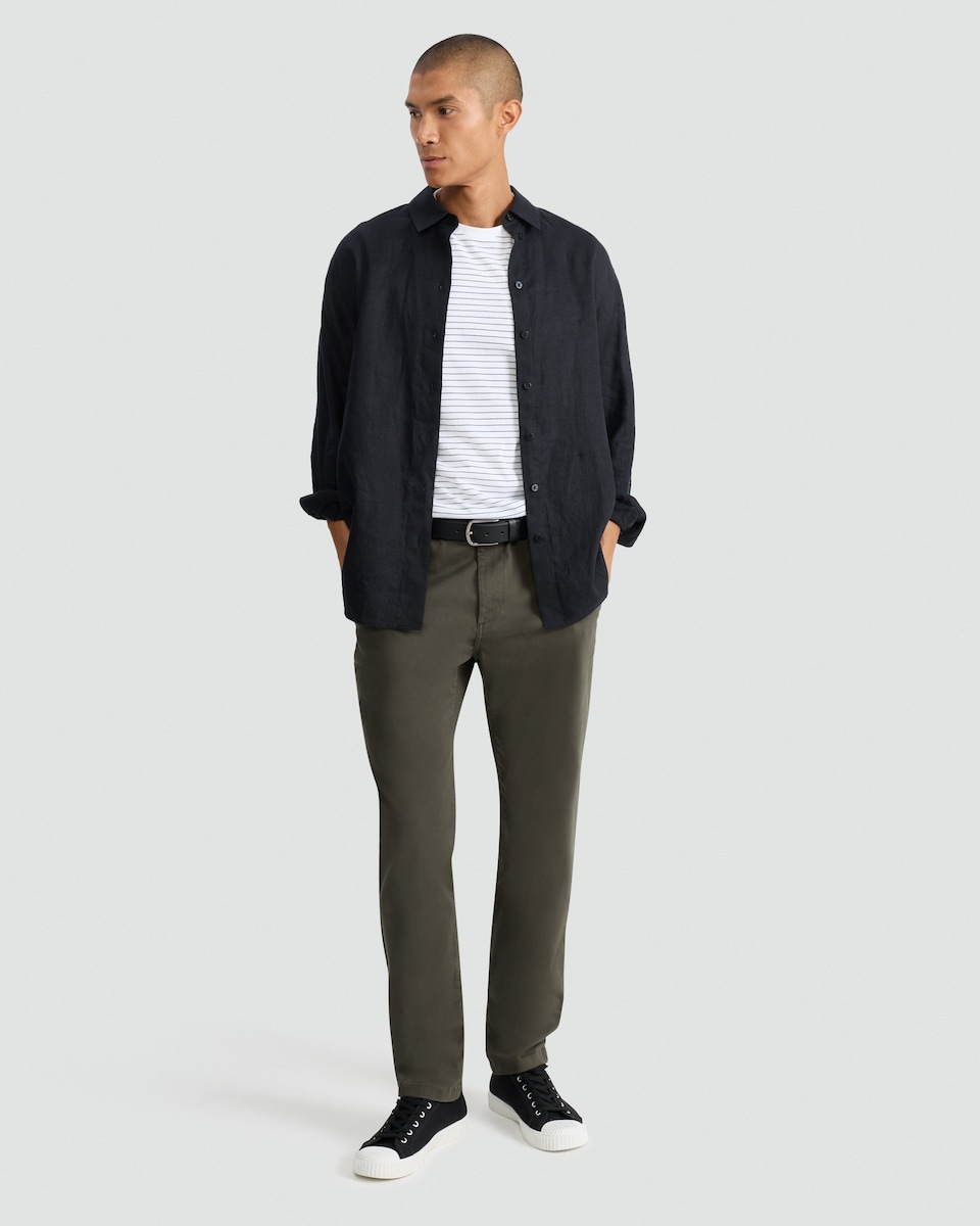 image 1 of F&F FREEFIT® Slim Leg Chino Trousers in Khaki