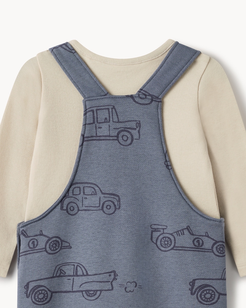 image 1 of F&F Baby 2-Piece Cotton Rich Dungaree Set in Blue