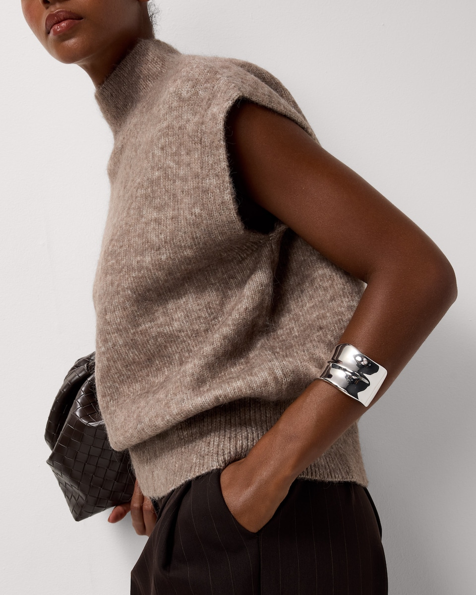 image 1 of F&F High Neck Knitted Vest in Mink