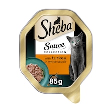 Sheba Fine Recipes Wet Cat Food Tray Turkey in White Sauce 85g