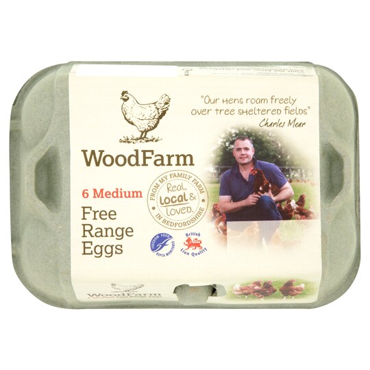 Wood Farm 6 Medium Free Range Eggs Tesco Groceries