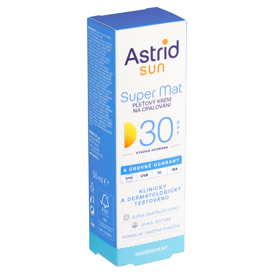 obrázok 1 z Astrid Sun Super Mat pleťový krém na opaľovanie SPF 30 50 ml