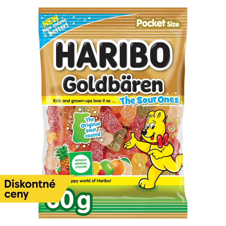 Haribo Goldbären kyslé želé s ovocnými príchuťami 80 g