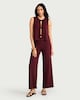 image 2 of F&F Striped Tie Front Co-ord Top in Burgundy