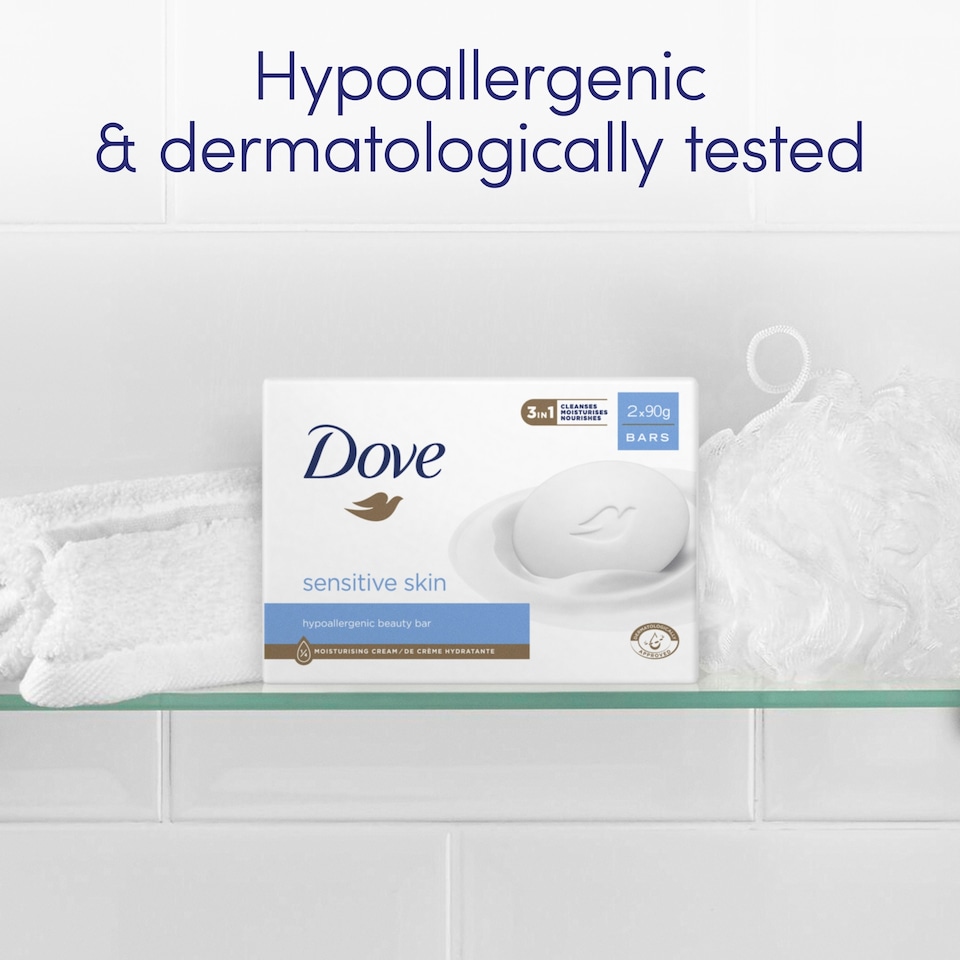 image 1 of Dove Pure & Sensitive 3-in-1 Beauty Bar Hand Soap 2x90g