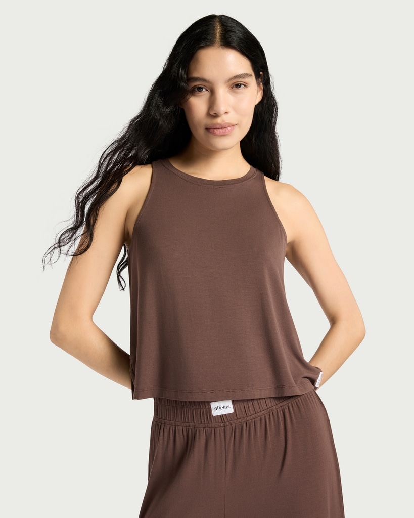 F&F CoolEase™ Modal Rich Sleeveless Pyjama Top in Chocolate