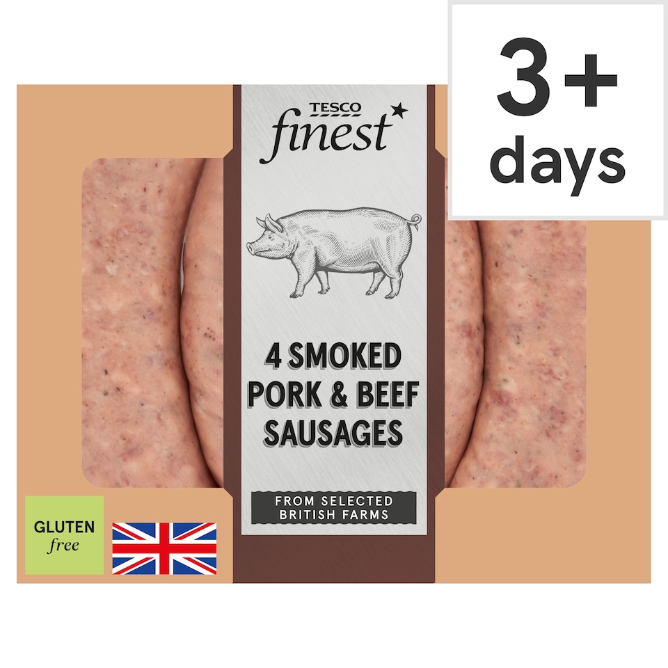 Tesco Finest 4 Smoked Pork & Beef Sausages 440g