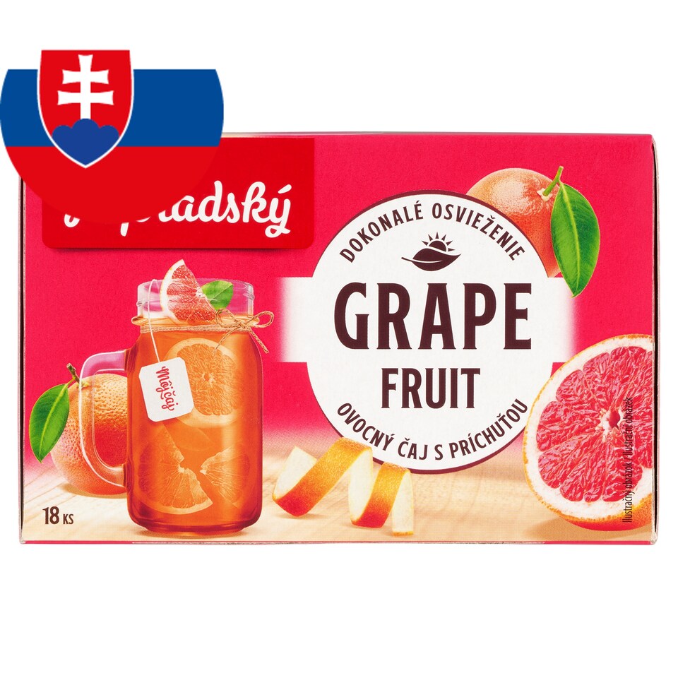 obrázok 1 z Popradský Grapefruit ovocný čaj s príchuťou 18 x 2 g (36 g)