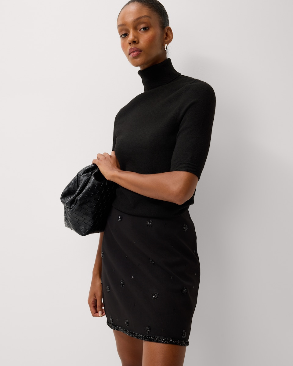 image 1 of F&F Sequin Beaded Mini Skirt in Black