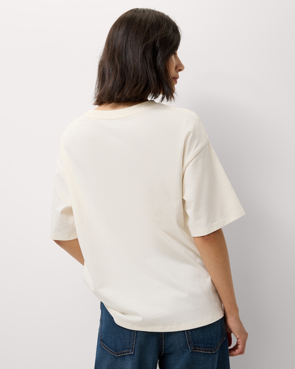 image 1 of Christmas Pure Cotton Printed T-Shirt in Cream