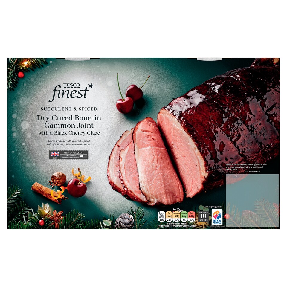 Tesco Finest Dry Cured Bone In Gammon Joint with a Black Cherry Glaze (CW)